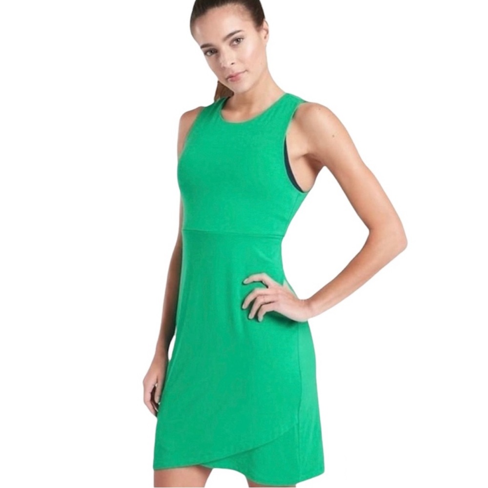 NWT Athleta La Palma Green Above Knee Soft Stretchy Sleeveless Lounge Dress M
